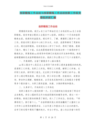 挂职锻炼工作总结与挂职锻炼工作总结挂职工作组党委组织部汇编