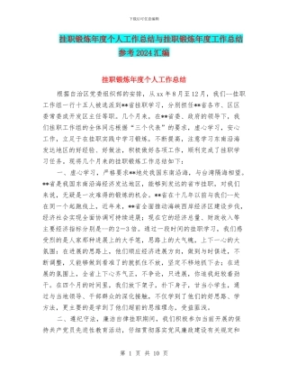 挂职锻炼年度个人工作总结与挂职锻炼年度工作总结参考2024汇编