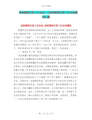 挂职锻炼年度工作总结1与挂职锻炼年度工作总结精选汇编