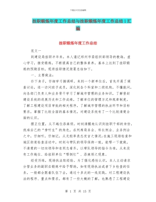 挂职锻炼年度工作总结与挂职锻炼年度工作总结1汇编