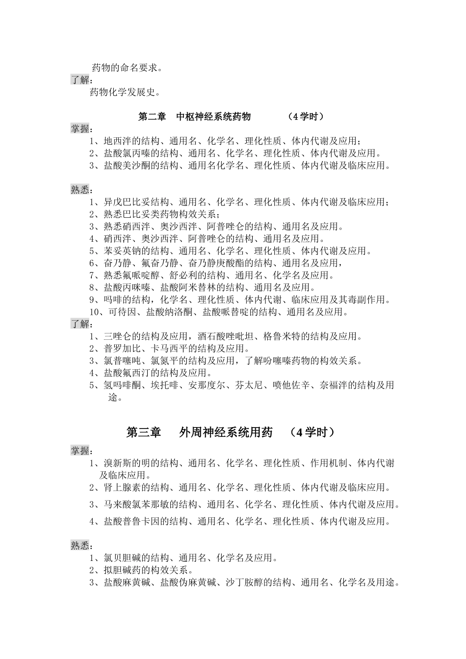 药物化学课程教学大纲_第2页