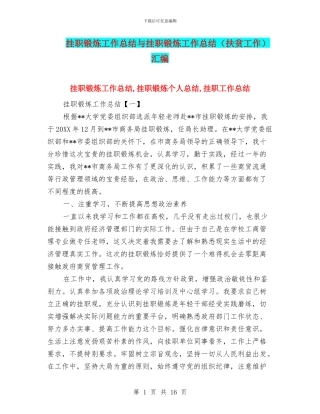 挂职锻炼工作总结与挂职锻炼工作总结汇编