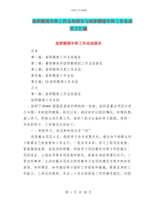 挂职锻炼年终工作总结报告与挂职锻炼年终工作总结范文汇编