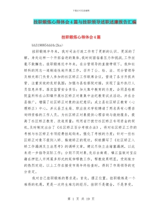 挂职锻炼心得体会4篇与挂职领导述职述廉报告汇编