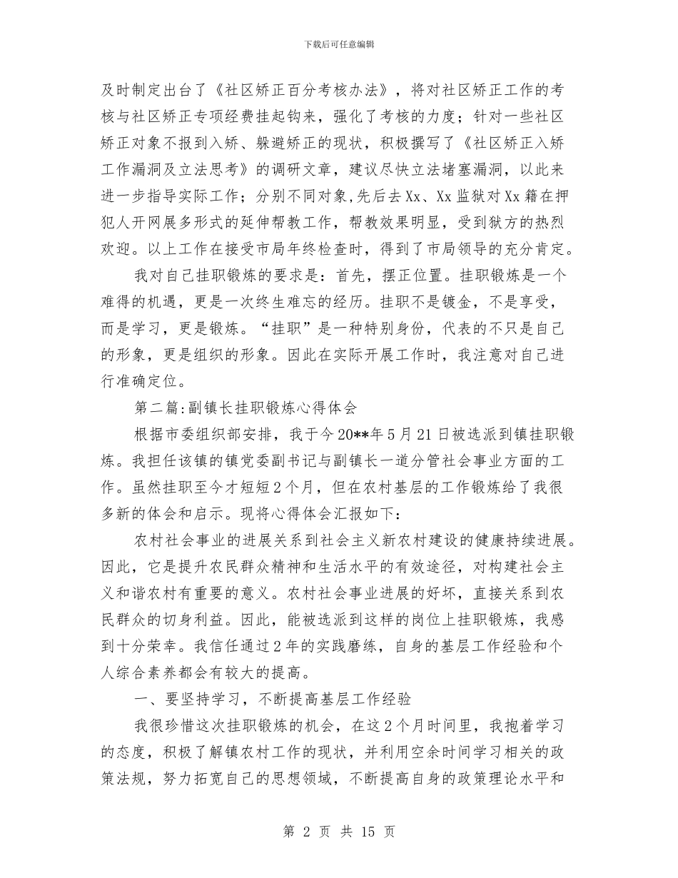 挂职锻炼心得体会专题与挂职锻炼总结申报材料汇编_第2页