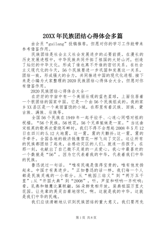 20XX年民族团结心得体会多篇