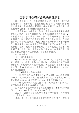 挂职学习心得体会残联副理事长