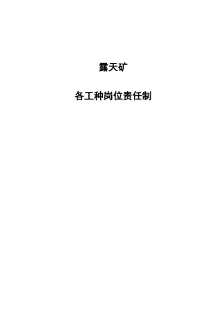 露天矿煤矿各工种岗位责任制汇编