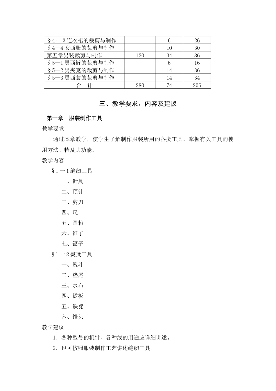 《服装裁剪与制作》教学大纲_第2页