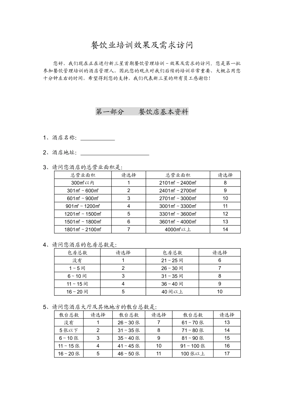 餐饮业培训需求访问_第1页