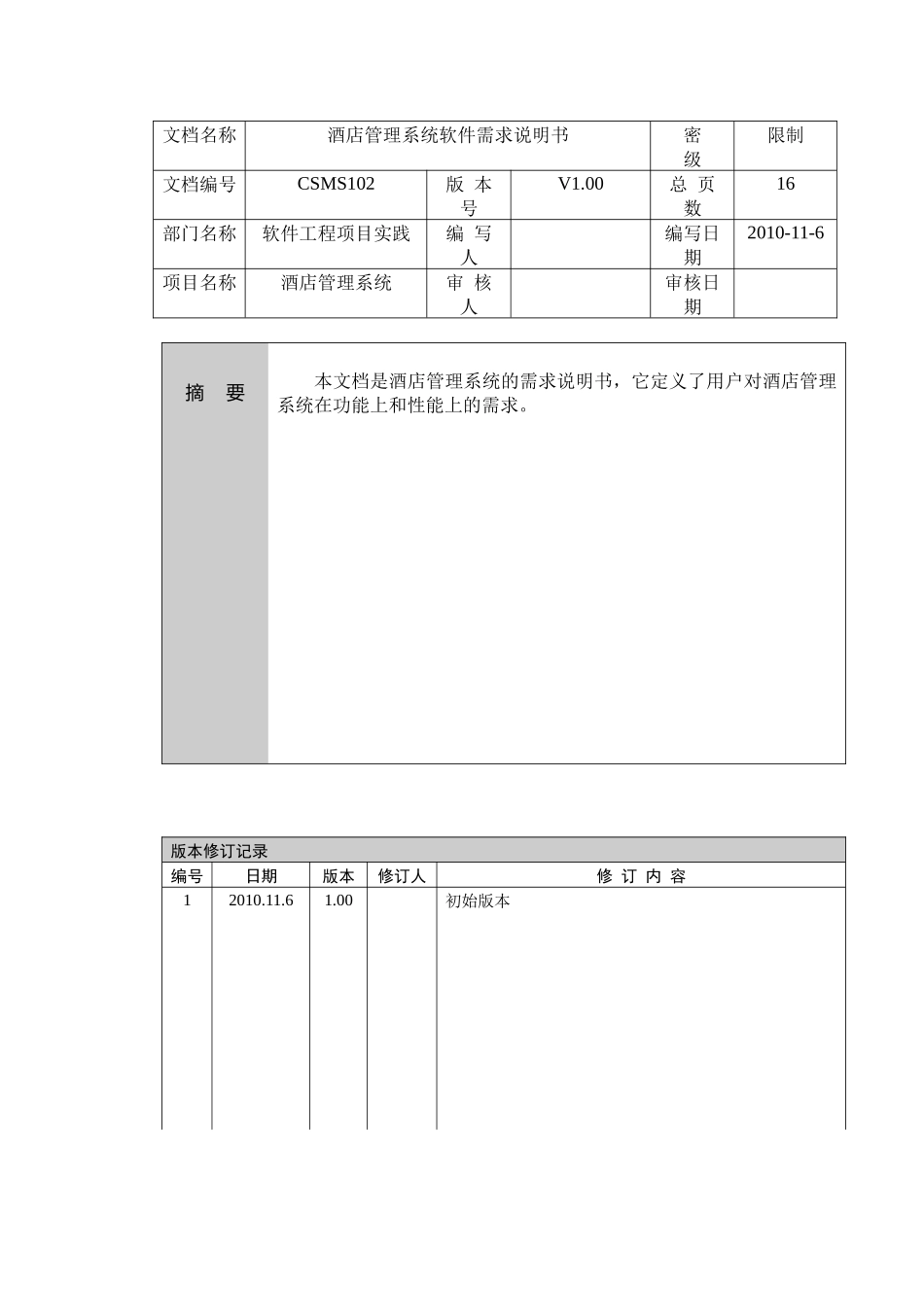 酒店管理系统需求说明书(实验四)_第2页