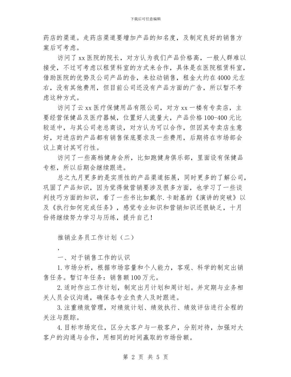推销业务员工作计划_第2页