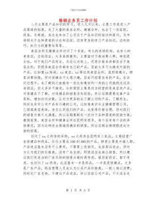 推销业务员工作计划