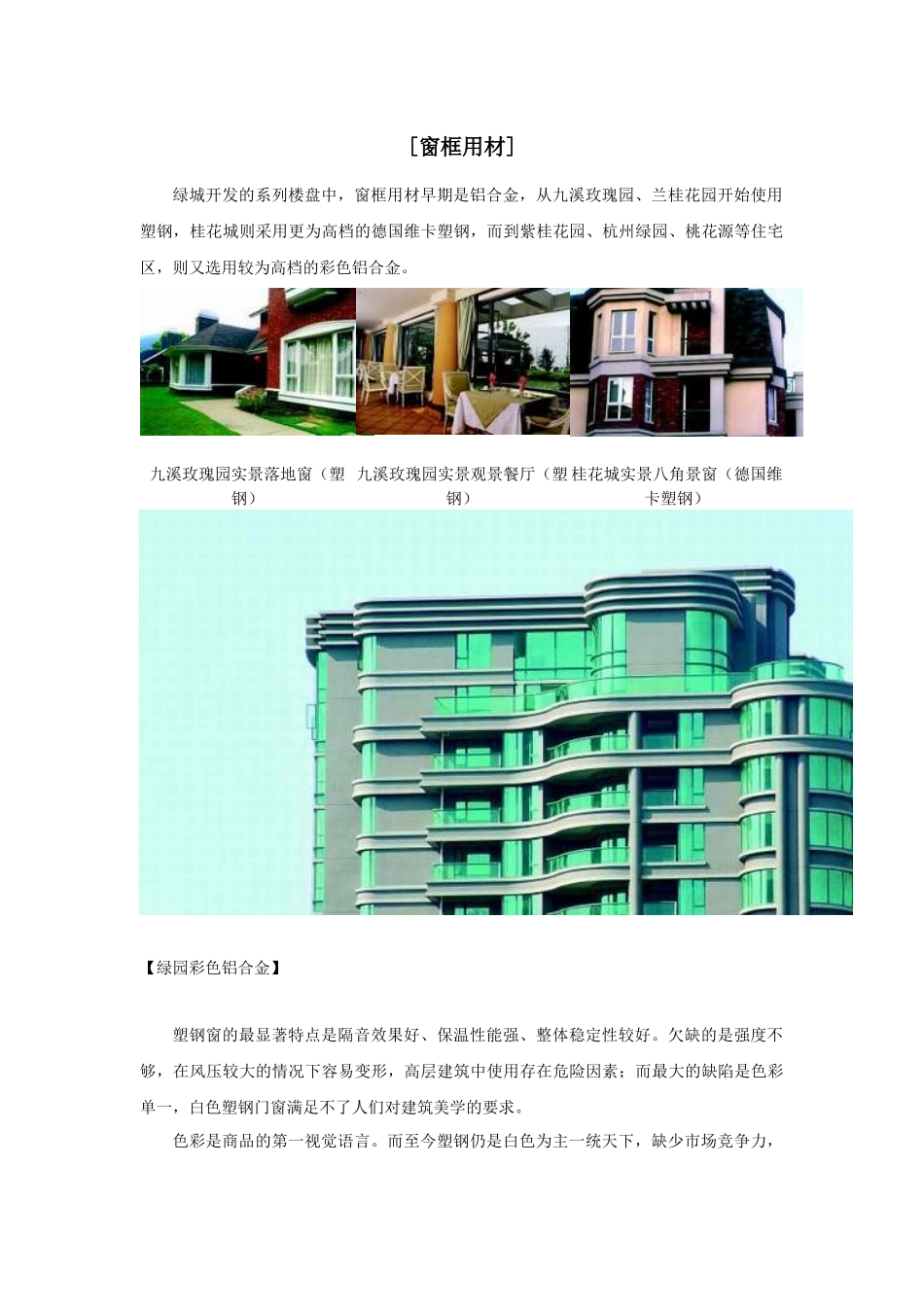 【房地产】某地产门窗材质及工艺_第1页