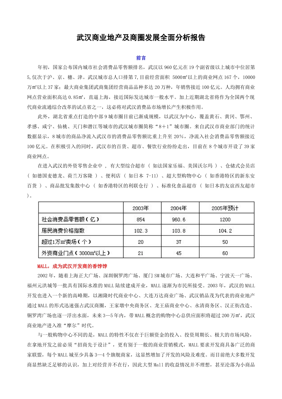 武汉商业地产及商圈发展全面分析报告_第1页