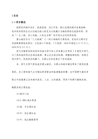 杭州市萧山区天燃气利用工程可行性研究报告