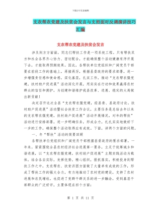 支农帮农党建及扶贫会发言与支招面对反调演讲技巧汇编