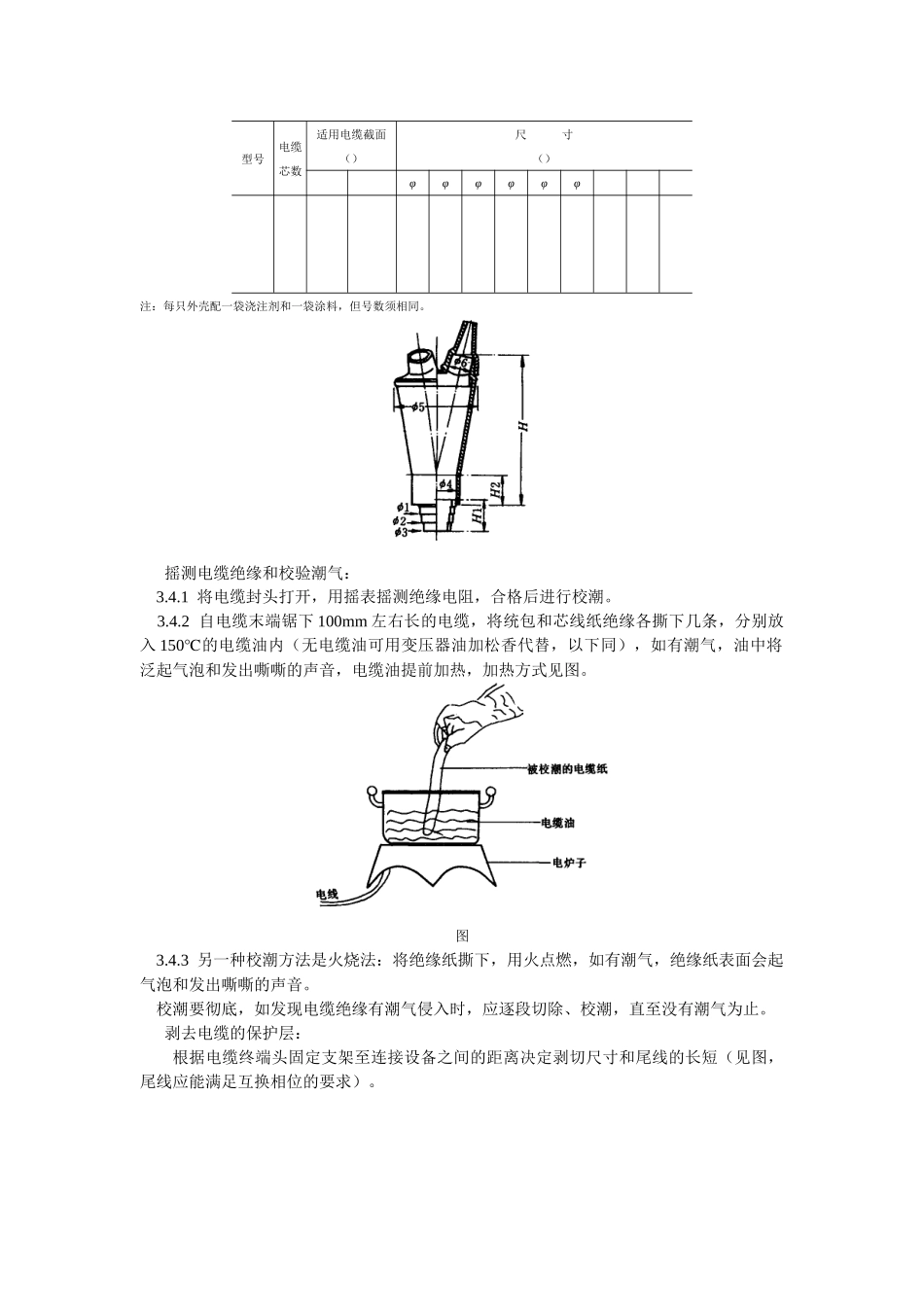 10kV油纸绝缘电缆户内型终端头制作工艺标准_第3页