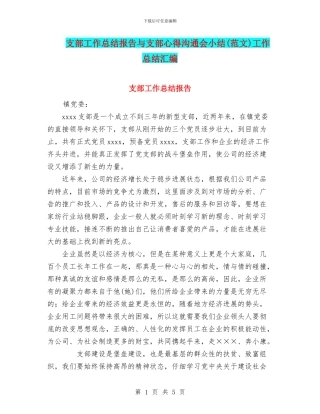 支部工作总结报告与支部心得交流会小结工作总结汇编