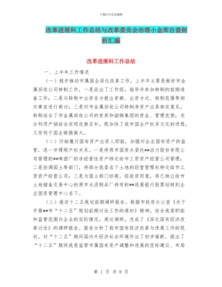 改革发展科工作总结与改革委员会治理小金库自查剖析汇编