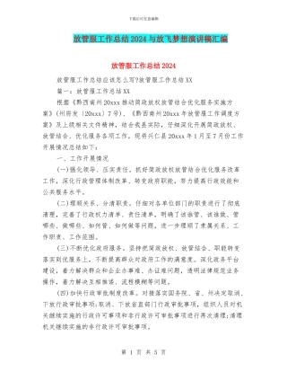 放管服工作总结2024与放飞梦想演讲稿汇编