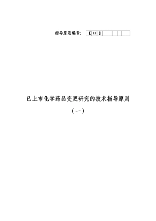 《已上市化学药品变更研究的技术指导原则(一)》