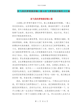 放飞我的梦想演讲稿2篇与放飞梦想演讲稿范文汇编