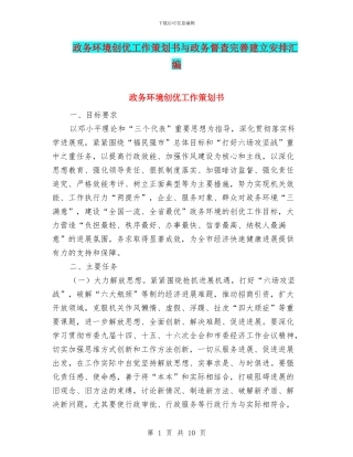 政务环境创优工作策划书与政务督查完善建立安排汇编