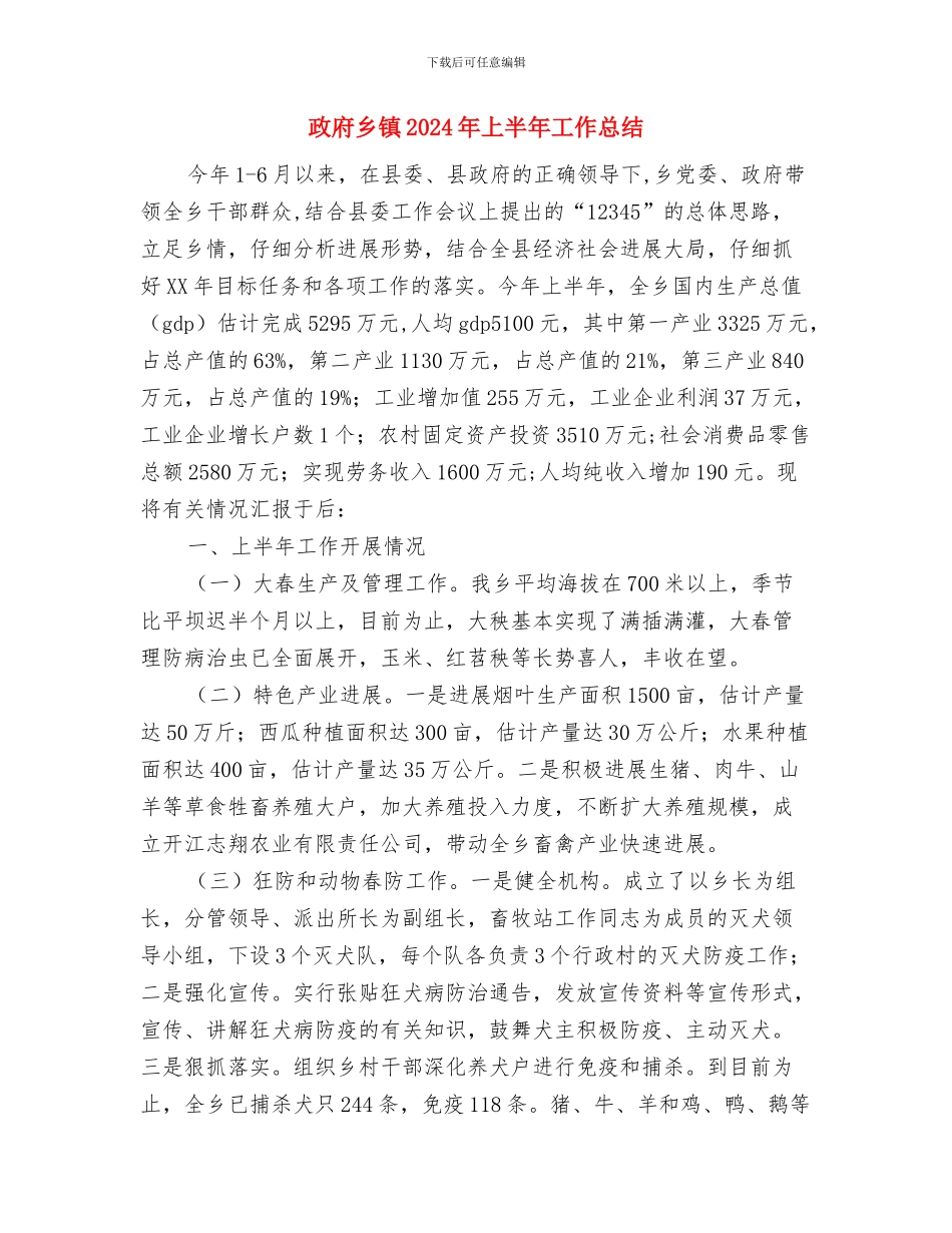 政府个人年度工作总结与政府乡镇2024年上半年工作总结汇编_第3页