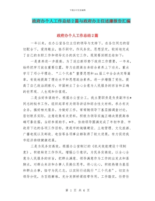 政府办个人工作总结2篇与政府办主任述廉报告汇编.doc
