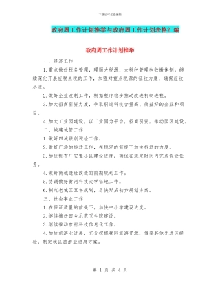 政府周工作计划推荐与政府周工作计划表格汇编