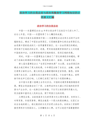 政治学习的自我总结与政治局集体学习网络知识的示范意义汇编