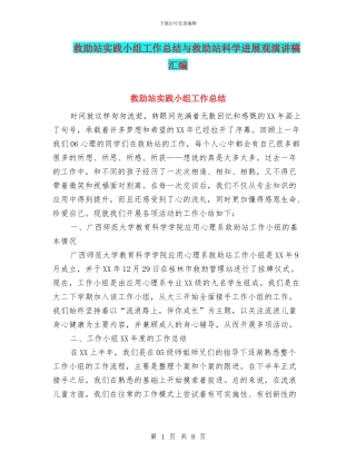 救助站实践小组工作总结与救助站科学发展观演讲稿汇编