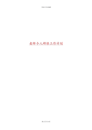教师个人研修工作计划