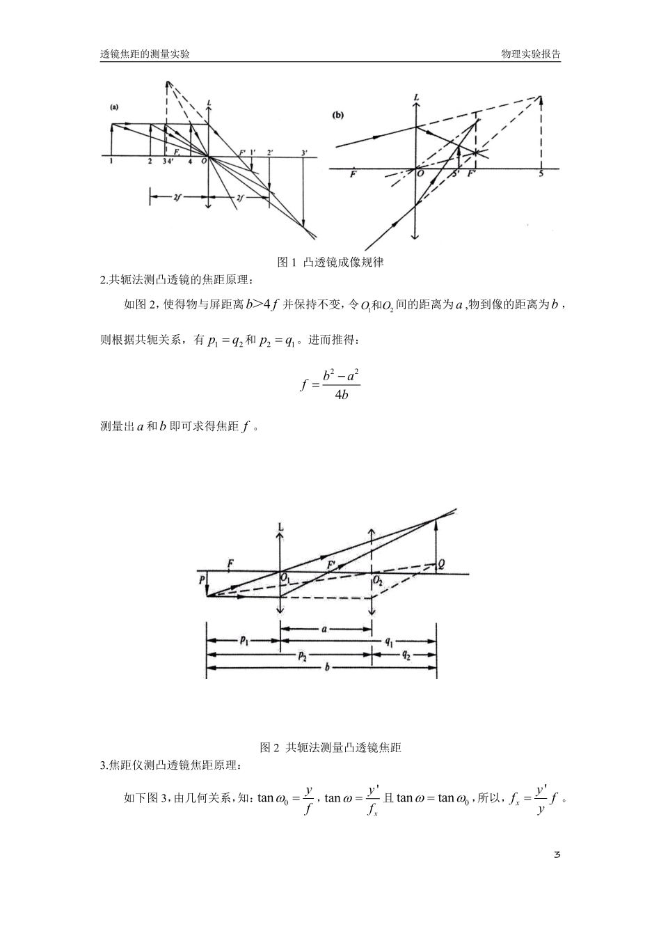 清华大学物理实验A1透镜焦距的测量实验报告.完整_第3页