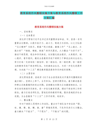 教育系统作风整顿实施方案与教育系统作风整顿工作方案汇编
