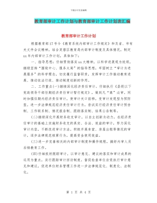 教育部审计工作计划与教育部审计工作计划表汇编