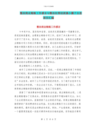 整治商业贿赂工作感言与整治拉帮结派搞小圈子自查报告汇编