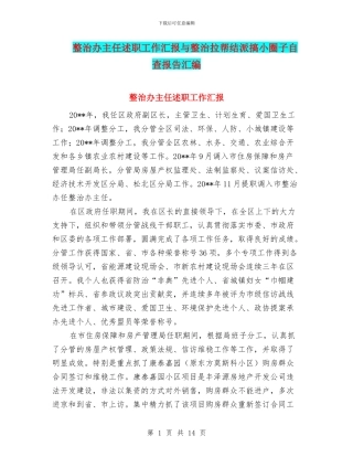 整治办主任述职工作汇报与整治拉帮结派搞小圈子自查报告汇编
