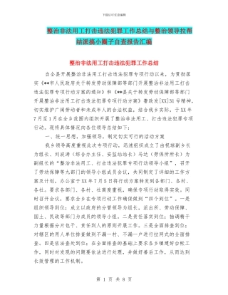 整治非法用工打击违法犯罪工作总结与整治领导拉帮结派搞小圈子自查报告汇编
