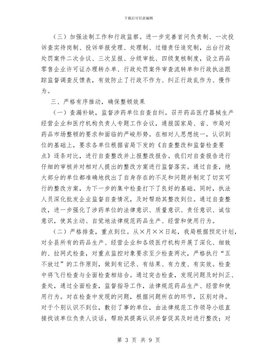 整顿规范药品市场秩序工作情况汇报与整顿规范道路客运工作意见汇编_第3页