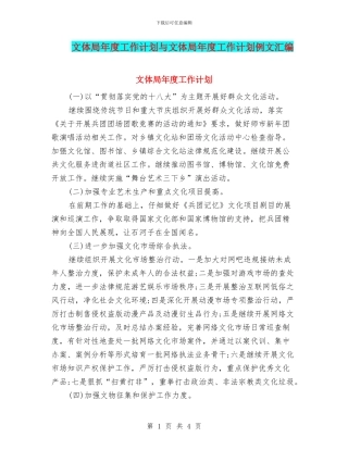 文体局年度工作计划与文体局年度工作计划例文汇编