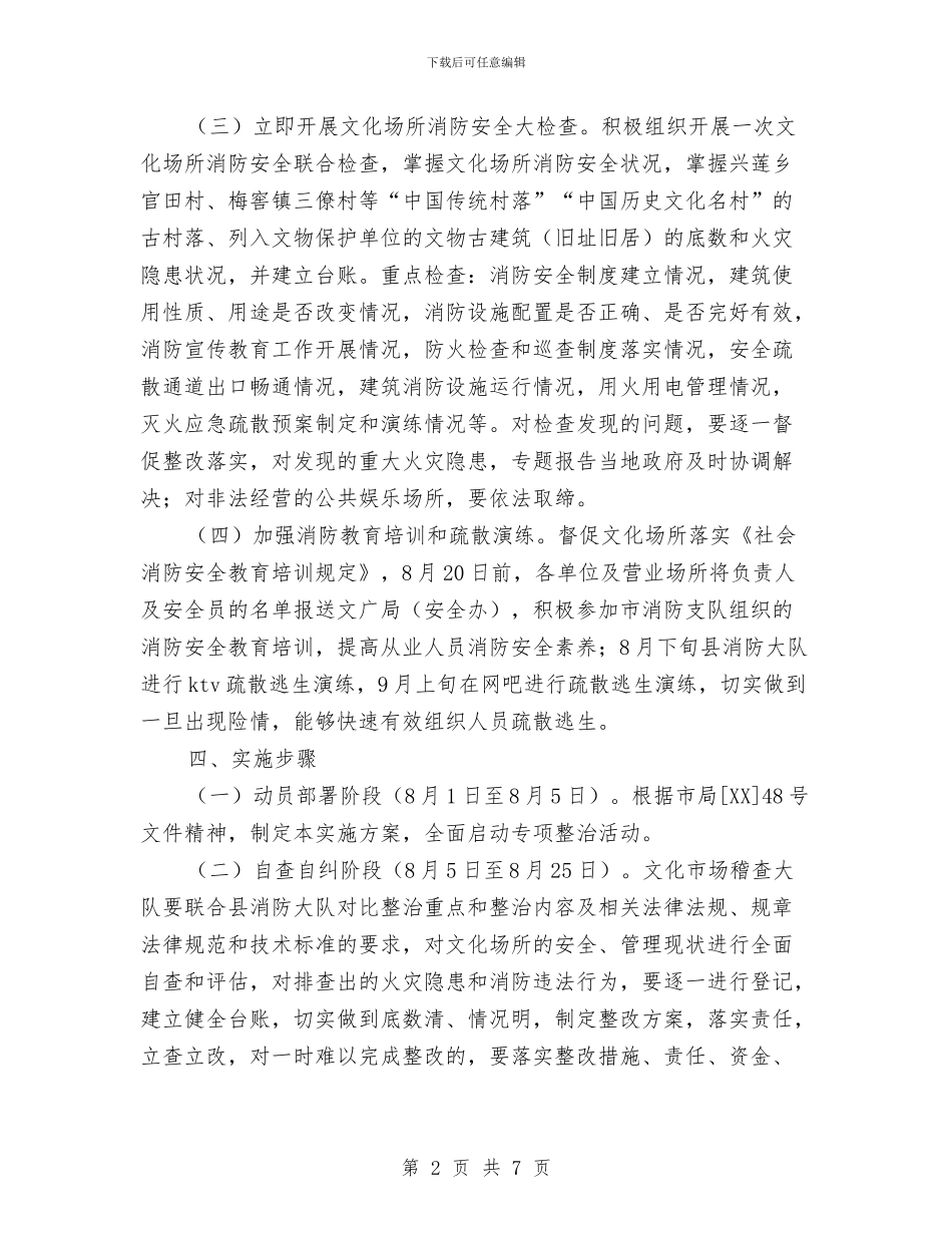 文化场所消防安全整治方案与文化宣传中心主任竞聘演讲稿汇编_第2页