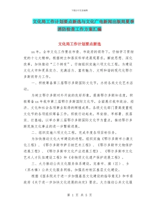 文化局工作计划要点新选与文化广电新闻出版局夏季消防检查工作方案汇编