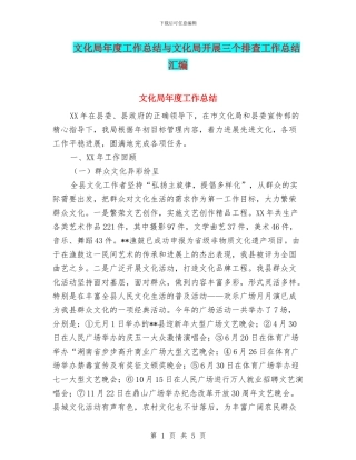 文化局年度工作总结与文化局开展三个排查工作总结汇编