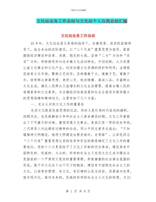 文化站业务工作总结与文化站个人自我总结汇编