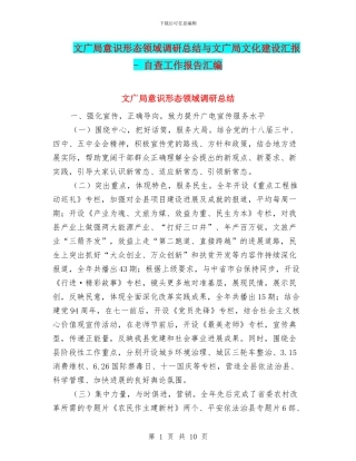 文广局意识形态领域调研总结与文广局文化建设汇报