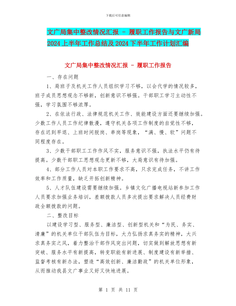 文广局集中整改情况汇报_第1页