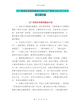 文广局项目申报和建设计划与文广新局2024年工作方案5篇汇编