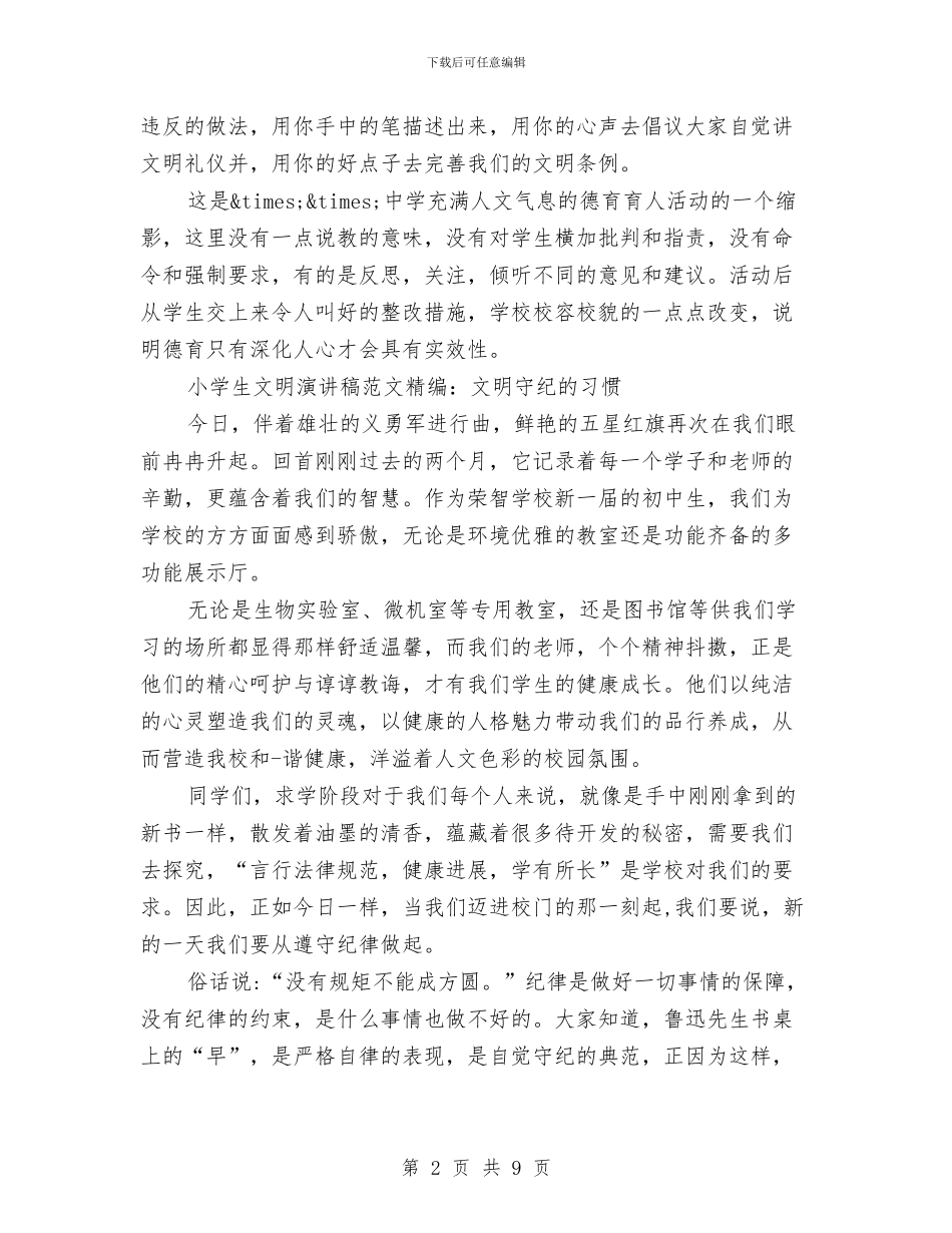 文明演讲稿范文4篇与文明演讲稿范文：《养成文明礼貌习惯》汇编_第2页